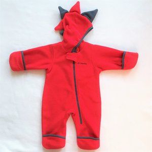Columbia Fleece Baby Bunting Orange Snow Suit Dinosaur Spike Hoodie Baby Boys 6M